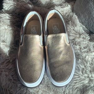 Rose gold metallic slip on vans new